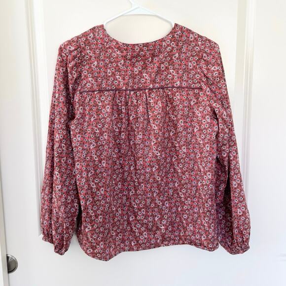 Xirena Sadie Snap Button Down Cotton Balloon Sleeve Floral V Neck Blouse Small - Picture 3 of 6